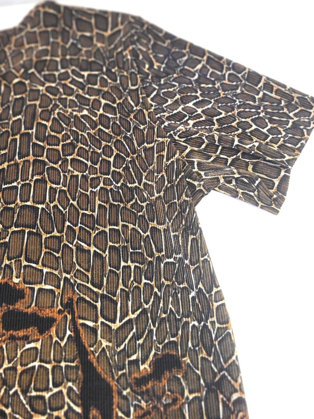 Safari Plissé Top Tiger Leopard Print Short Sleeve Blouse - Picture 11 of 13